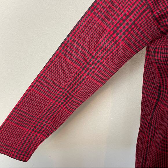 J Jill Red Black Plaid Knit Simply Supima Crew Neck NWT Tunic Medium - Picture 5 of 7